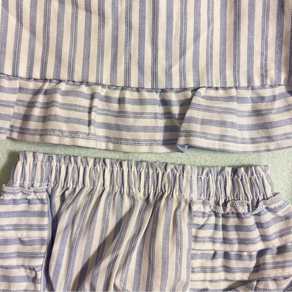 NWT! Cat & Jack Top & Bloomers, 2-Piece Set, Blue & White Stripes, 6-9M